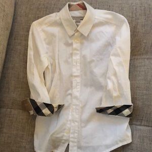 Burberry white collared button down shirt